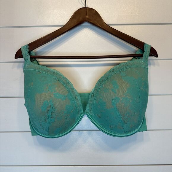 Cacique Bra 42DDD Teal Nude Lace Adjustable Straps Lane Bryant Lingerie Top - Picture 2 of 11